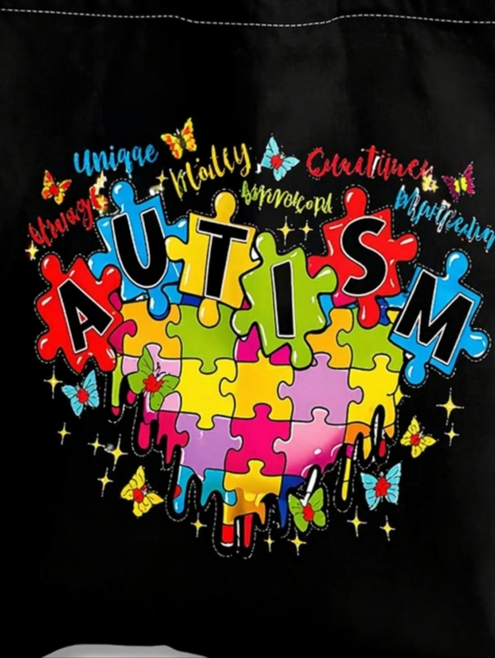 Autism Awareness Puzzle Heart Tote Bag Colorful Shoulder Bag NEW - Picture 3 of 3